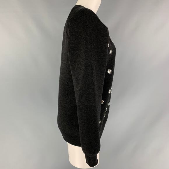 MARC JACOBS Size XS Black Applique Wool Blend Crew-Neck Pullover - Picture 2 of 6